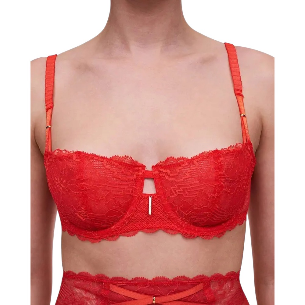 Chantelle Waltz Full Demi Bra Red Lace Underwire 32D‎ NWT